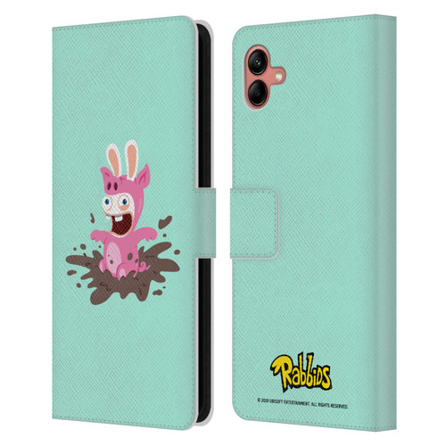 Rabbids Costumes Pig Leather Book Wallet Case Cover For Samsung Galaxy A04 (2022)