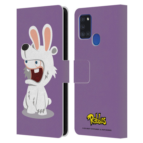 Rabbids Costumes Polar Bear Leather Book Wallet Case Cover For Samsung Galaxy A21s (2020)