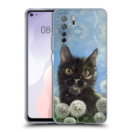 Ash Evans Black Cats 2 Dandelions Soft Gel Case for Huawei Nova 7 SE/P40 Lite 5G