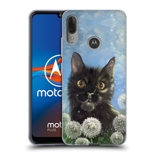 Ash Evans Black Cats 2 Dandelions Soft Gel Case for Motorola Moto E6 Plus