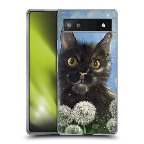 Ash Evans Black Cats 2 Dandelions Soft Gel Case for Google Pixel 6a