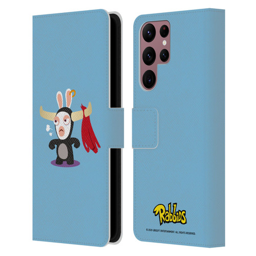 Rabbids Costumes Bull Leather Book Wallet Case Cover For Samsung Galaxy S22 Ultra 5G