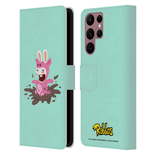 Rabbids Costumes Pig Leather Book Wallet Case Cover For Samsung Galaxy S22 Ultra 5G