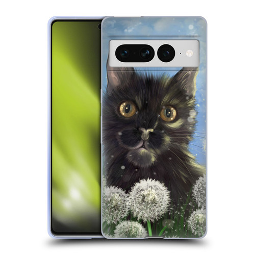 Ash Evans Black Cats 2 Dandelions Soft Gel Case for Google Pixel 7 Pro