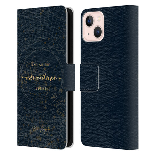 Nature Magick So The Adventure Begins Quote Star Map Leather Book Wallet Case Cover For Apple iPhone 13