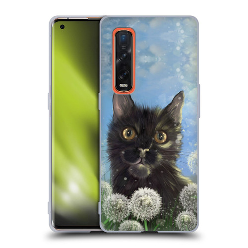 Ash Evans Black Cats 2 Dandelions Soft Gel Case for OPPO Find X2 Pro 5G