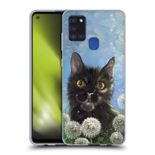Ash Evans Black Cats 2 Dandelions Soft Gel Case for Samsung Galaxy A21s (2020)