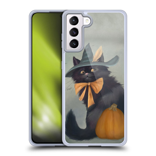Ash Evans Black Cats 2 Halloween Pumpkin Soft Gel Case for Samsung Galaxy S21+ 5G