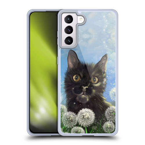 Ash Evans Black Cats 2 Dandelions Soft Gel Case for Samsung Galaxy S21+ 5G