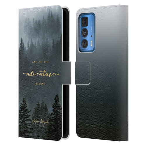Nature Magick So The Adventure Begins Quote Trees Leather Book Wallet Case Cover For Motorola Edge 20 Pro