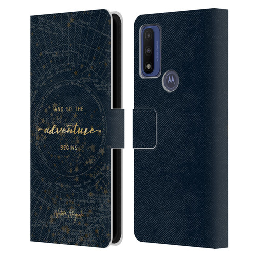 Nature Magick So The Adventure Begins Quote Star Map Leather Book Wallet Case Cover For Motorola G Pure