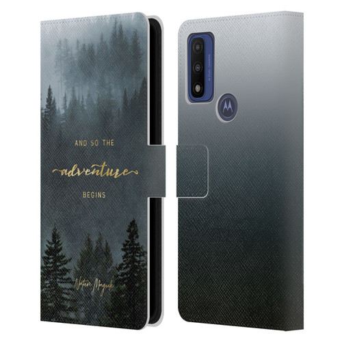 Nature Magick So The Adventure Begins Quote Trees Leather Book Wallet Case Cover For Motorola G Pure
