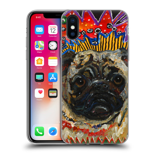 Mad Dog Art Gallery Dogs Pug Soft Gel Case for Apple iPhone X / iPhone XS