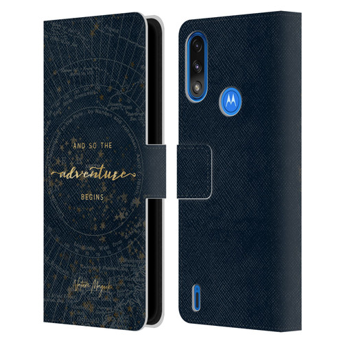 Nature Magick So The Adventure Begins Quote Star Map Leather Book Wallet Case Cover For Motorola Moto E7 Power / Moto E7i Power