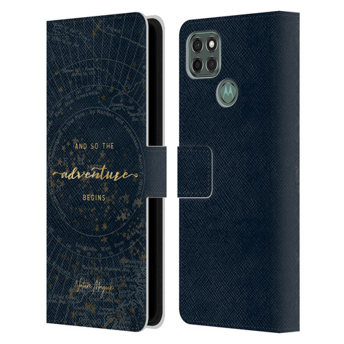 Nature Magick So The Adventure Begins Quote Star Map Leather Book Wallet Case Cover For Motorola Moto G9 Power