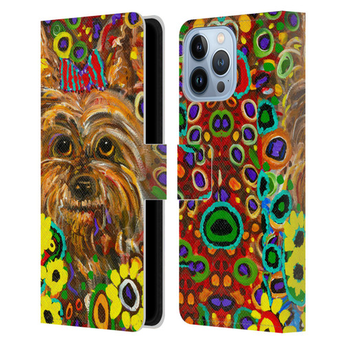 Mad Dog Art Gallery Dogs 2 Yorkie Leather Book Wallet Case Cover For Apple iPhone 13 Pro Max