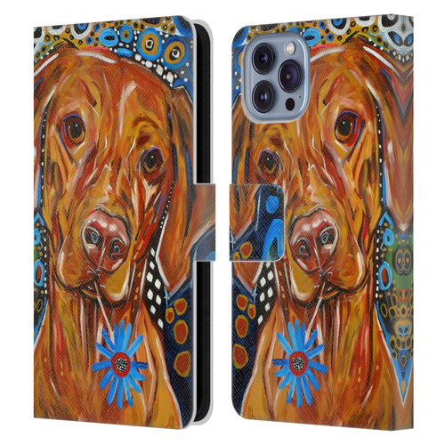 Mad Dog Art Gallery Dogs 2 Viszla Leather Book Wallet Case Cover For Apple iPhone 14