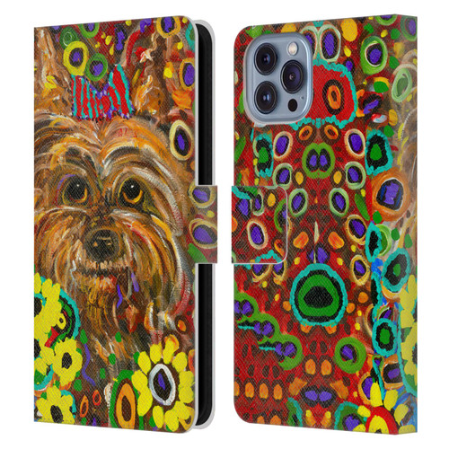 Mad Dog Art Gallery Dogs 2 Yorkie Leather Book Wallet Case Cover For Apple iPhone 14