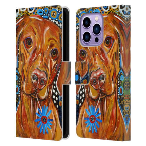 Mad Dog Art Gallery Dogs 2 Viszla Leather Book Wallet Case Cover For Apple iPhone 14 Pro Max
