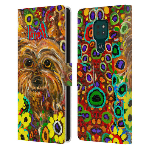 Mad Dog Art Gallery Dogs 2 Yorkie Leather Book Wallet Case Cover For Motorola Moto G9 Play