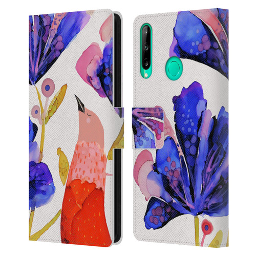 Sylvie Demers Birds 3 Red Leather Book Wallet Case Cover For Huawei P40 lite E