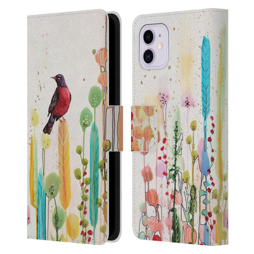 Sylvie Demers Birds 3 Scarlet Leather Book Wallet Case Cover For Apple iPhone 11