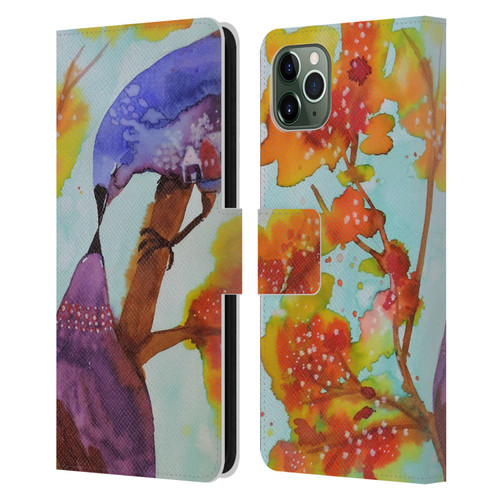 Sylvie Demers Birds 3 Kissing Leather Book Wallet Case Cover For Apple iPhone 11 Pro Max