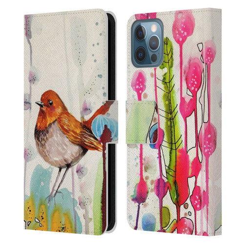 Sylvie Demers Birds 3 Sienna Leather Book Wallet Case Cover For Apple iPhone 12 / iPhone 12 Pro