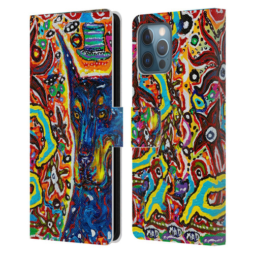 Mad Dog Art Gallery Dog 5 Doberman Leather Book Wallet Case Cover For Apple iPhone 12 Pro Max