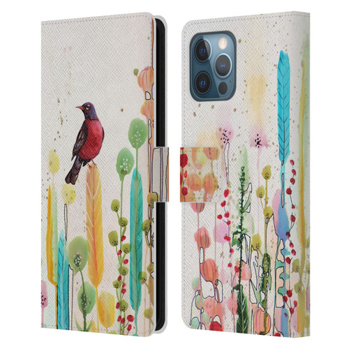 Sylvie Demers Birds 3 Scarlet Leather Book Wallet Case Cover For Apple iPhone 12 Pro Max