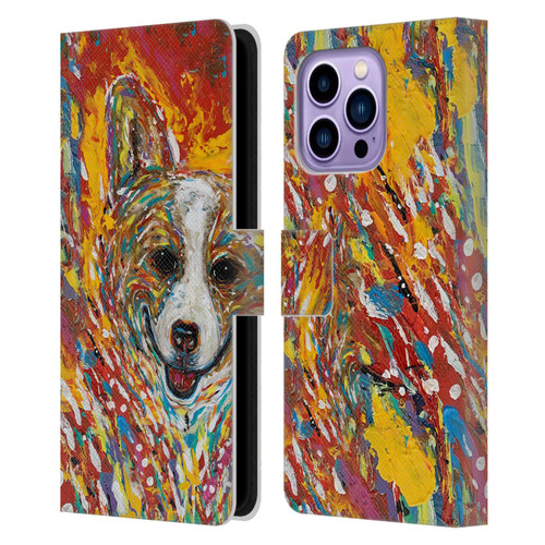 Mad Dog Art Gallery Dog 5 Corgi Leather Book Wallet Case Cover For Apple iPhone 14 Pro Max