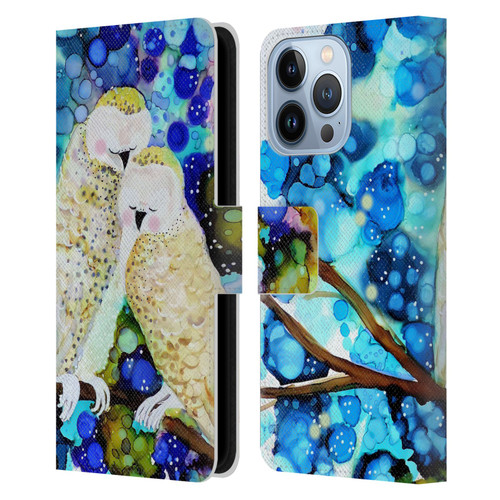 Sylvie Demers Birds 3 Owls Leather Book Wallet Case Cover For Apple iPhone 13 Pro