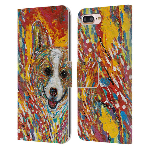 Mad Dog Art Gallery Dog 5 Corgi Leather Book Wallet Case Cover For Apple iPhone 7 Plus / iPhone 8 Plus