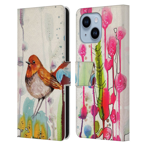Sylvie Demers Birds 3 Sienna Leather Book Wallet Case Cover For Apple iPhone 14 Plus