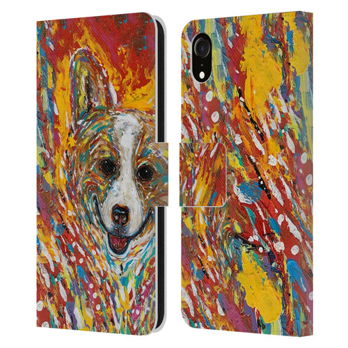 Mad Dog Art Gallery Dog 5 Corgi Leather Book Wallet Case Cover For Apple iPhone XR