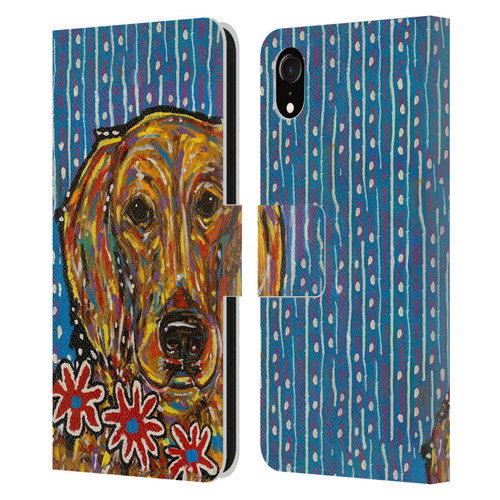 Mad Dog Art Gallery Dog 5 Golden Retriever Leather Book Wallet Case Cover For Apple iPhone XR