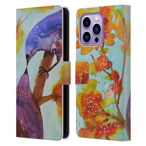 Sylvie Demers Birds 3 Kissing Leather Book Wallet Case Cover For Apple iPhone 14 Pro Max