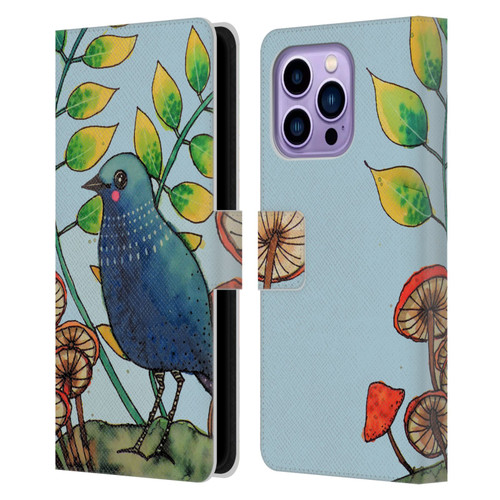 Sylvie Demers Birds 3 Teary Blue Leather Book Wallet Case Cover For Apple iPhone 14 Pro Max
