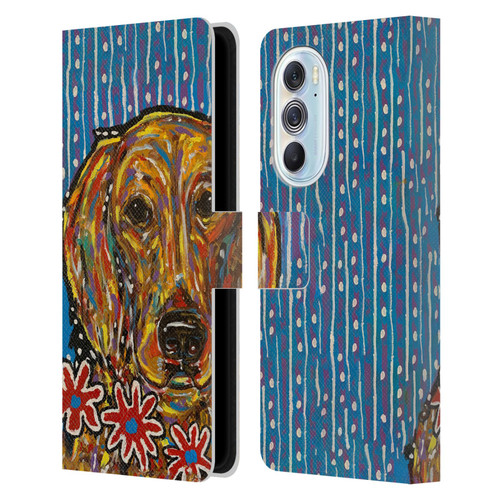 Mad Dog Art Gallery Dog 5 Golden Retriever Leather Book Wallet Case Cover For Motorola Edge X30