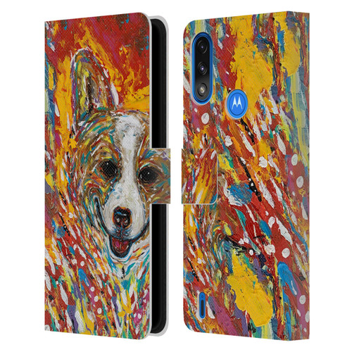 Mad Dog Art Gallery Dog 5 Corgi Leather Book Wallet Case Cover For Motorola Moto E7 Power / Moto E7i Power