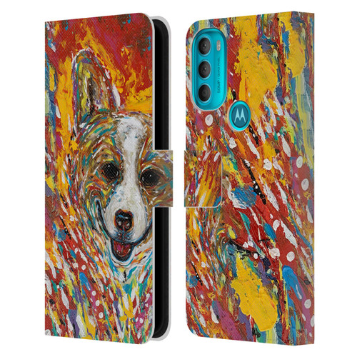 Mad Dog Art Gallery Dog 5 Corgi Leather Book Wallet Case Cover For Motorola Moto G71 5G