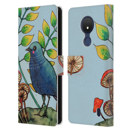 Sylvie Demers Birds 3 Teary Blue Leather Book Wallet Case Cover For Nokia C21