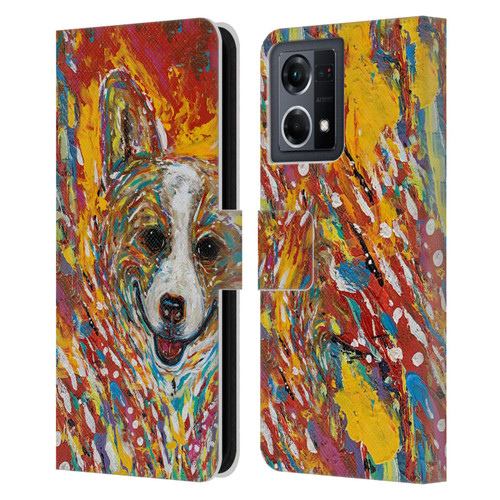 Mad Dog Art Gallery Dog 5 Corgi Leather Book Wallet Case Cover For OPPO Reno8 4G