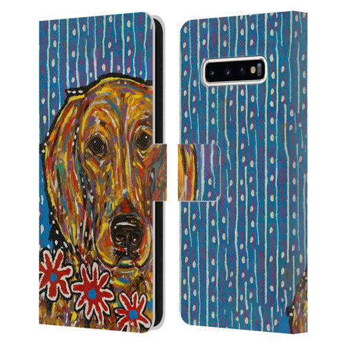 Mad Dog Art Gallery Dog 5 Golden Retriever Leather Book Wallet Case Cover For Samsung Galaxy S10+ / S10 Plus