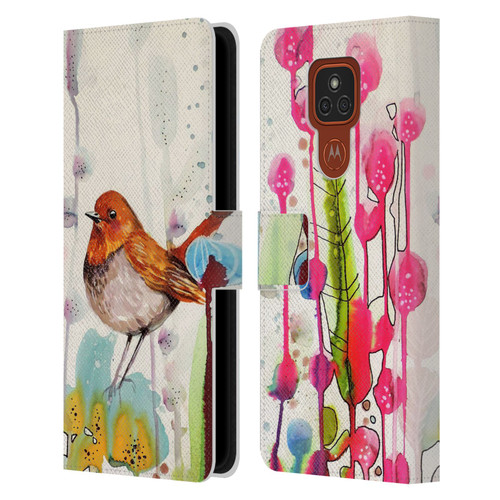 Sylvie Demers Birds 3 Sienna Leather Book Wallet Case Cover For Motorola Moto E7 Plus