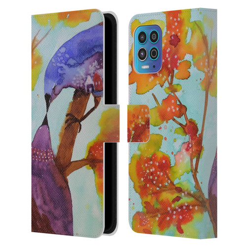 Sylvie Demers Birds 3 Kissing Leather Book Wallet Case Cover For Motorola Moto G100