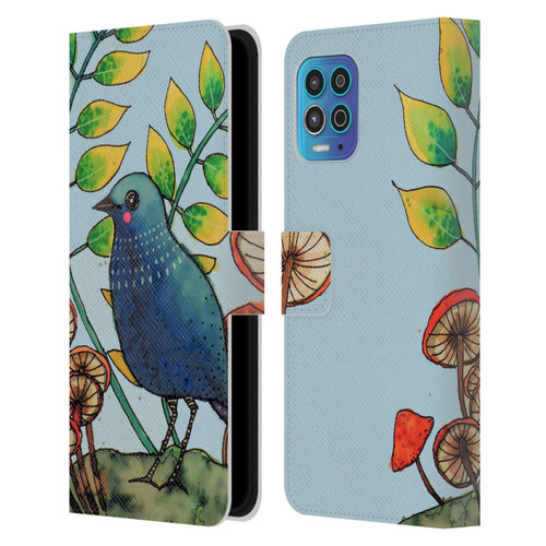 Sylvie Demers Birds 3 Teary Blue Leather Book Wallet Case Cover For Motorola Moto G100