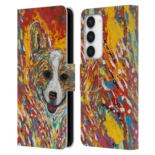 Mad Dog Art Gallery Dog 5 Corgi Leather Book Wallet Case Cover For Samsung Galaxy S23 5G