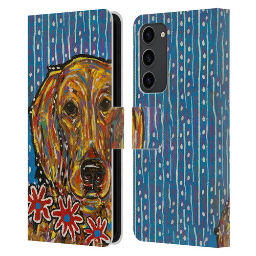 Mad Dog Art Gallery Dog 5 Golden Retriever Leather Book Wallet Case Cover For Samsung Galaxy S23+ 5G