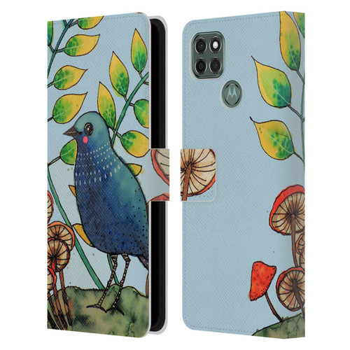 Sylvie Demers Birds 3 Teary Blue Leather Book Wallet Case Cover For Motorola Moto G9 Power